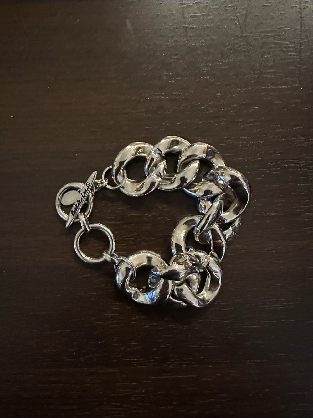 Cookie Lee Silver Chunky Link Bracelet with Toggle Closure